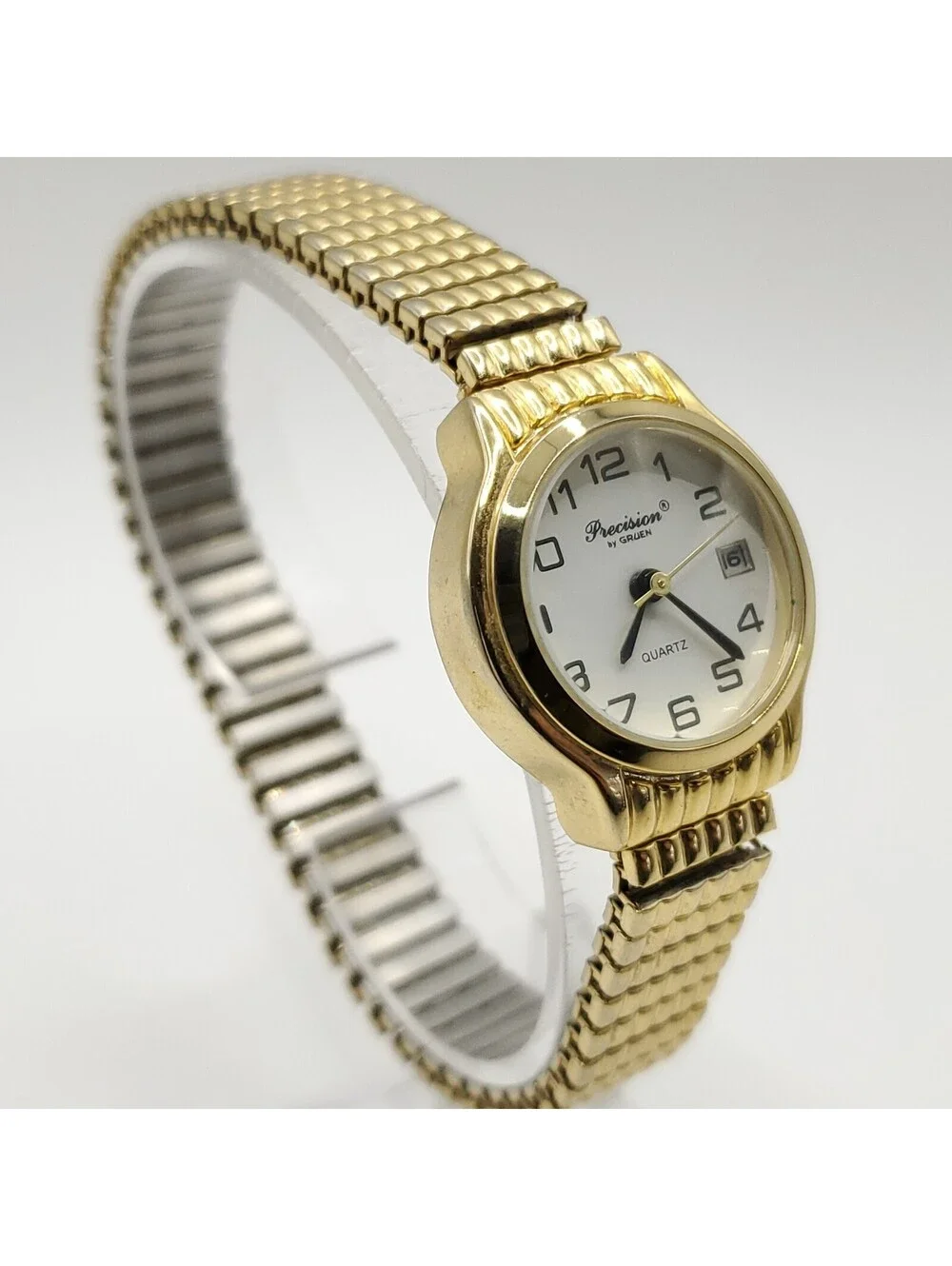 Gruen Precision Quartz Watch Women 24mm White Date Dial New Battery